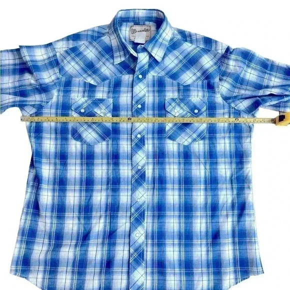 Vintage Wrangler Men’s Blue Plaid Pearl Snap Western Shirt Size Large - Picture 6 of 8
